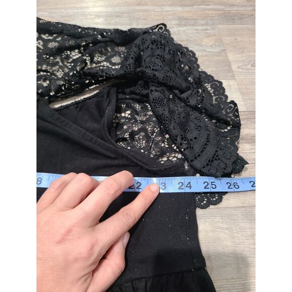 Torrid size 5x super soft knits black blouse with lace off the shoulder and trim - Picture 7 of 8